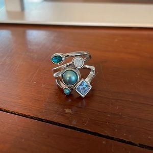 Lia Sophia size 7 ring with blue, silver stones